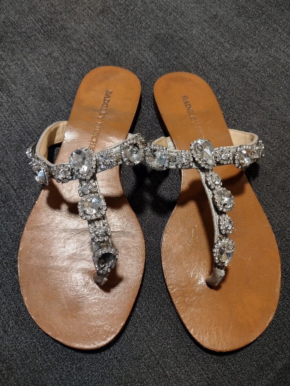 Badgley Mischka Cliche Jeweled Embellished Sandals Flip Flops